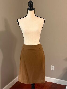 Ann Taylor A-Line Midi Skirt Pure Wool Blend in Granola Camel